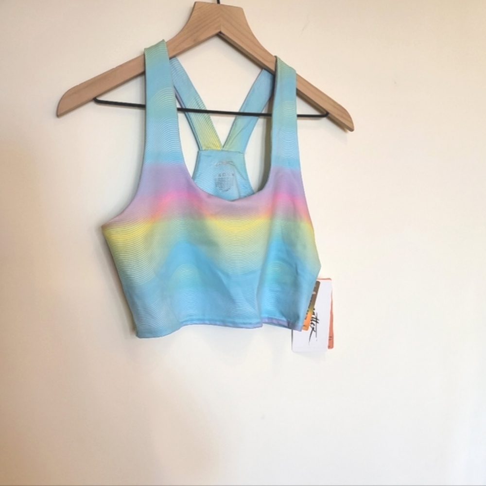 Brand NWT, rainbow Rare Gottex Studio Printed sports bra/ crop top in "W…